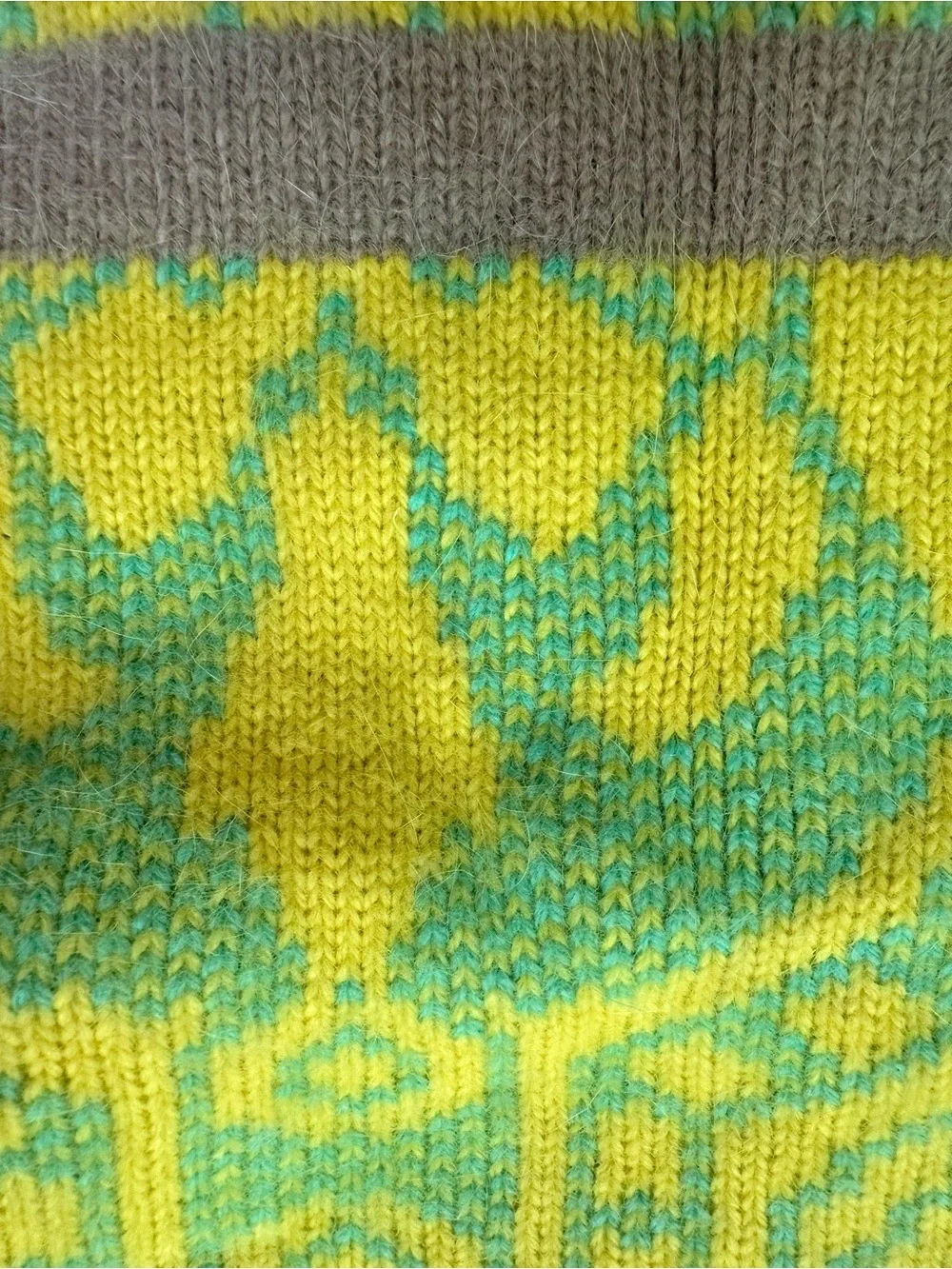 Juicy Couture Vintage Angora Knit snood- Beige with Yellow & Mint